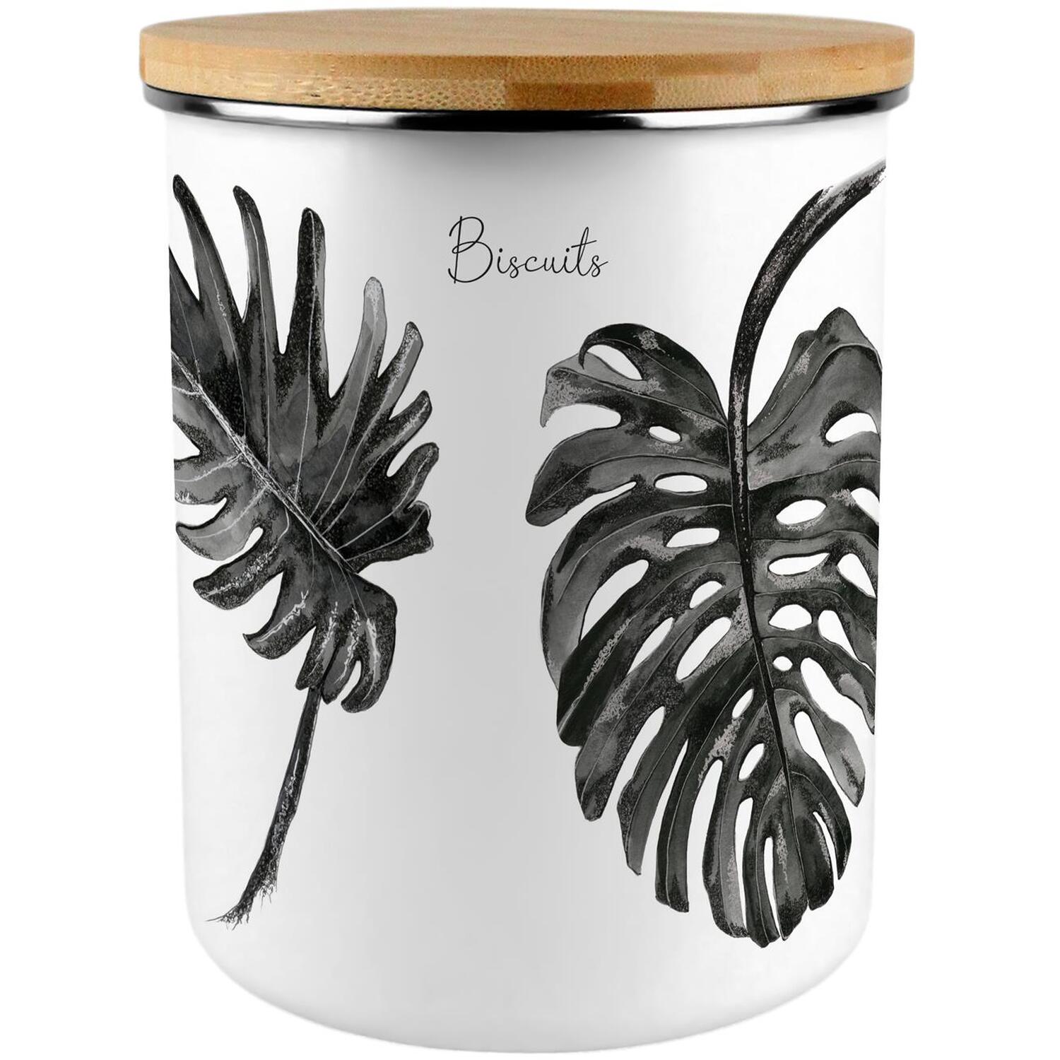 Purely Home Painted Leaves Extra Large Biscuit Tin - Black - Image 1