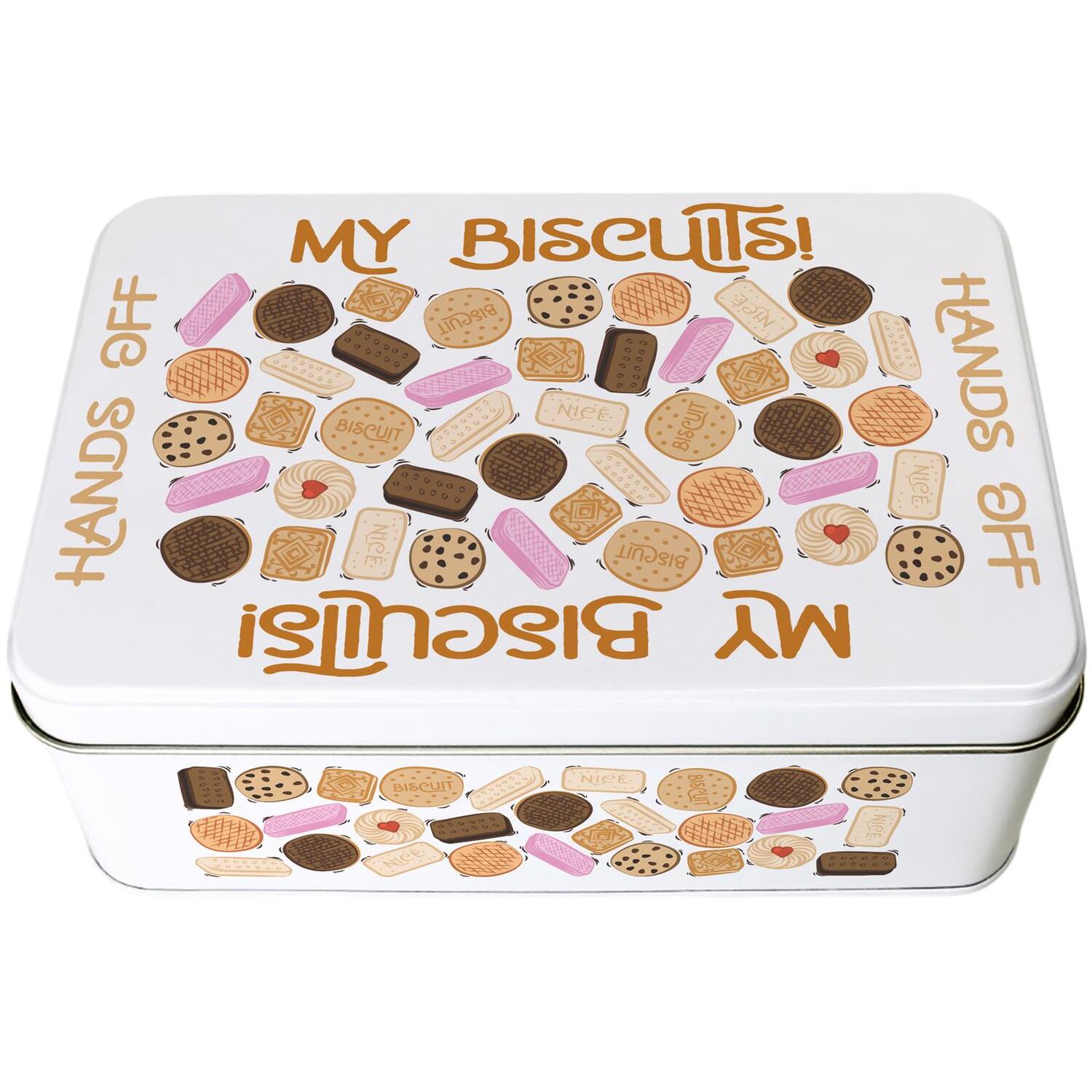 B&Q - Hands Off My Biscuits TinRectangular Metal Storage Container For Baking Novelty Kitchen Gifts 195 X 125 X 75mm - Image 2
