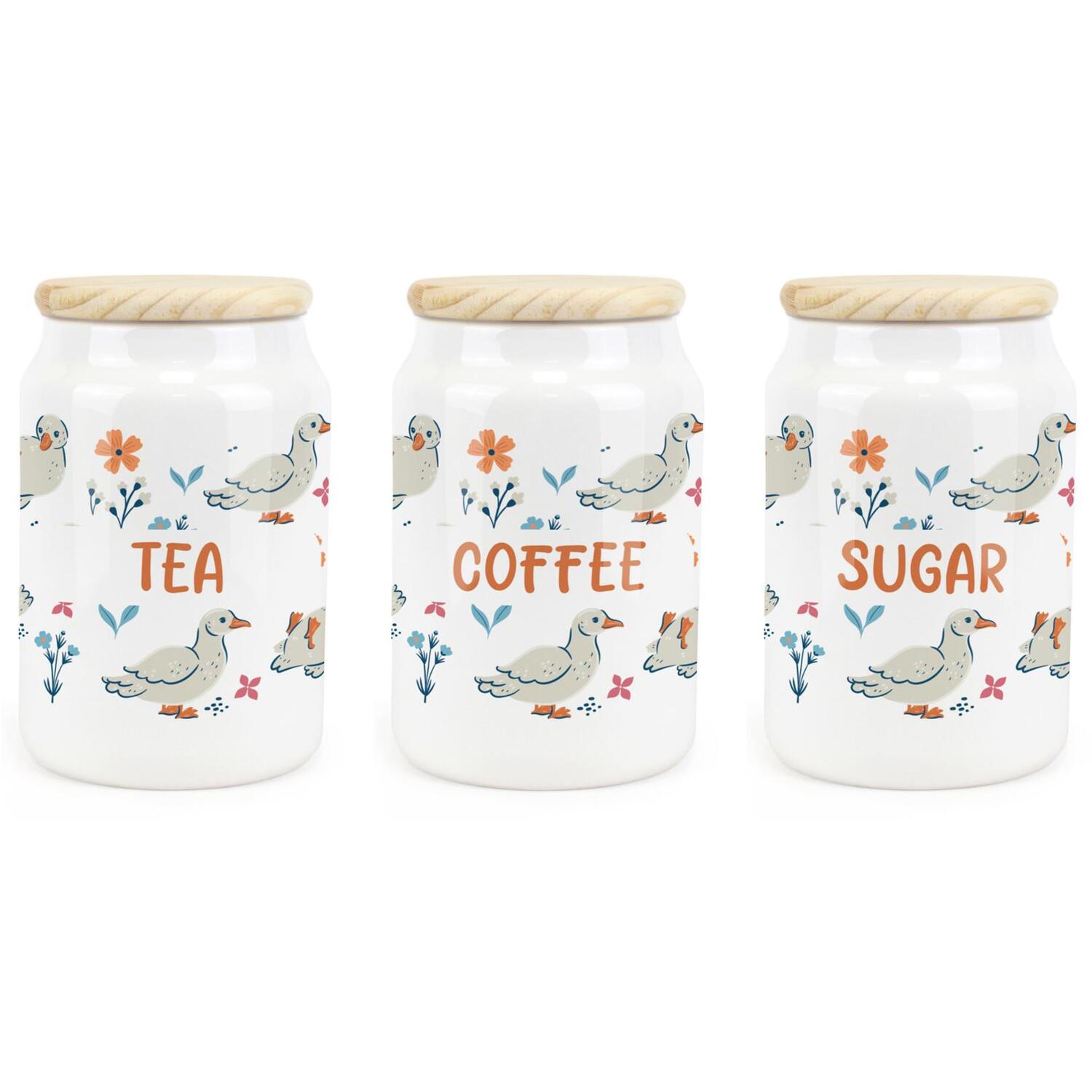 B&Q - Purely HomeDucks & FlowersTeaCoffee & Sugar CanisterKitchen Storage Jars - Image 3