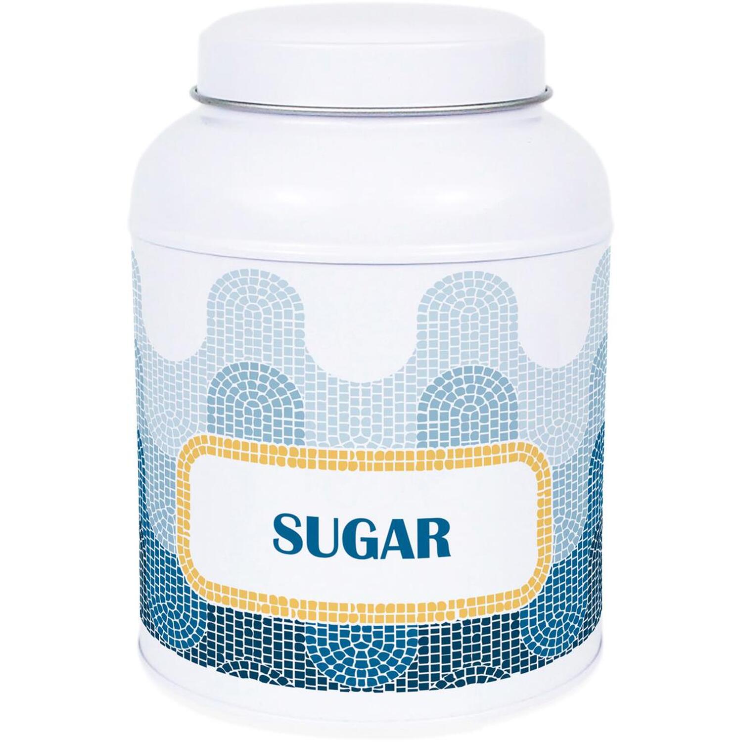 Purely Home Mosaic Waves Hot Chocolate Canister - Small Domed Lid Kitchen Storage Tin - Sugar