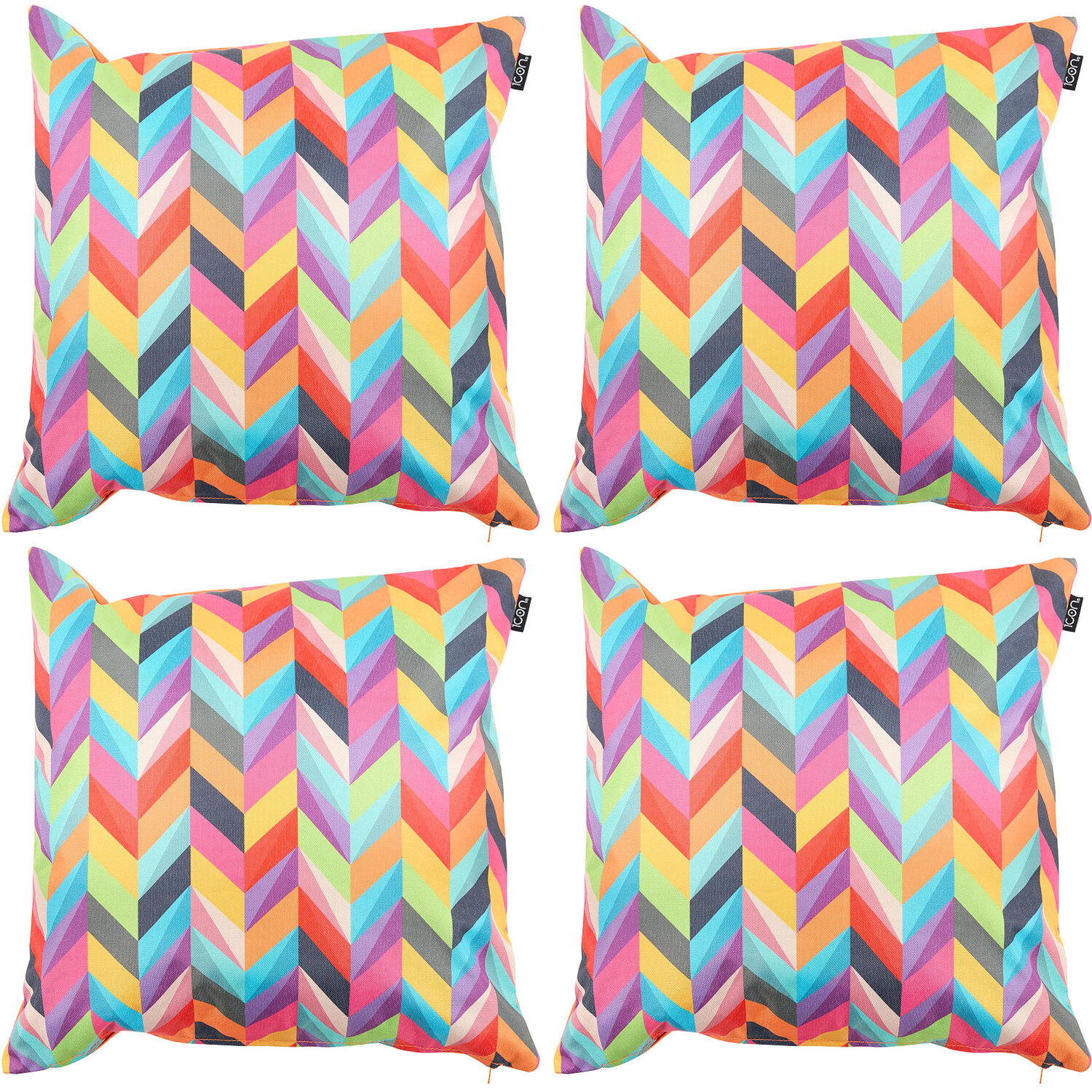 icon Indoor & Outdoor Waterproof Cushion, Herringbone Print (4-Pack) | Size: 43 cm x 43 cm
