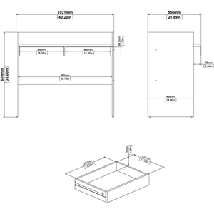 Function Plus Desk 2 Drawers In Jackson Hickory and White