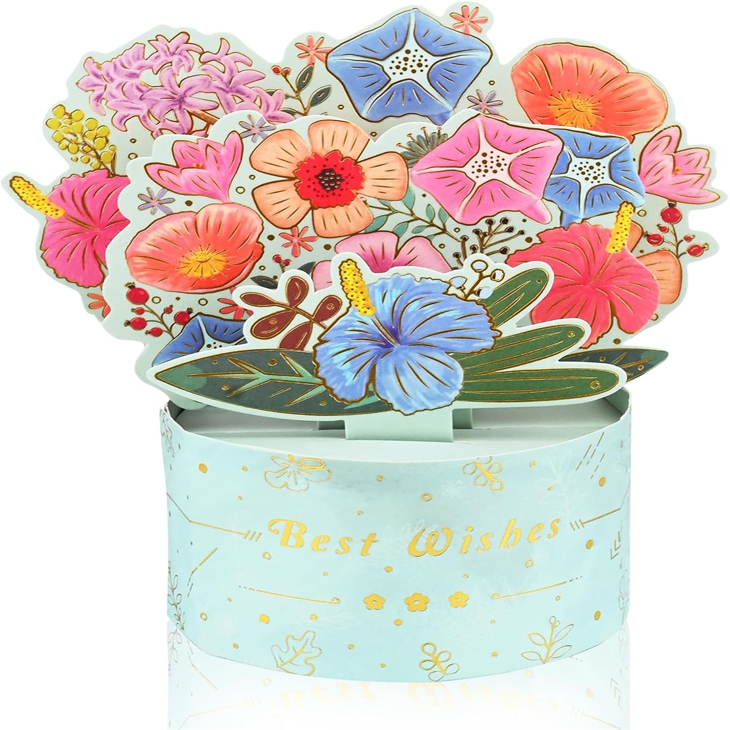Brightfeel Floral Charm In Blue Vase 3D Pop Up Greeting Card - White