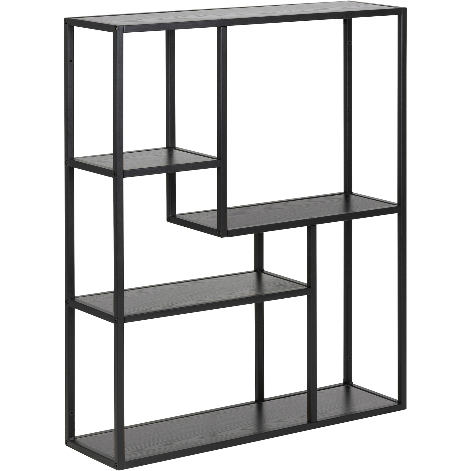 Actona Florence Seaford 4 Shelf Black Metal Wall Shelf - 750mm Width - 910mm Height - Steel, Paper - Image 3