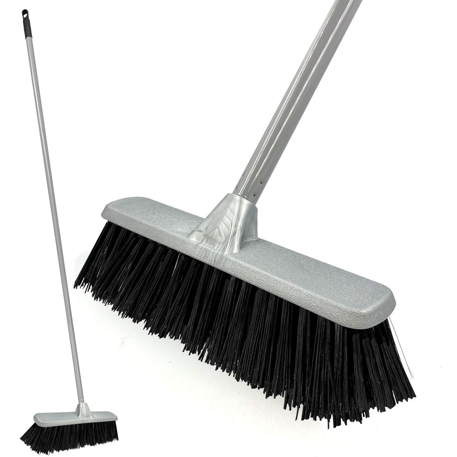 Image of Stiff Bristle Indoor Broom Silver Sweeping&hellip;