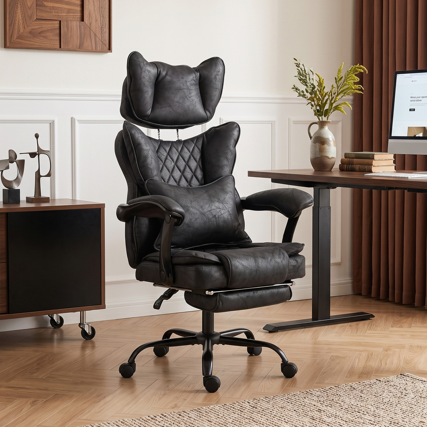Homcom Executive Office Chair, Reclining Heavy Duty Office Chair - Black - Image 1