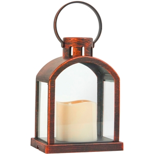 Hanging Lantern LED Candle Bronze Effect