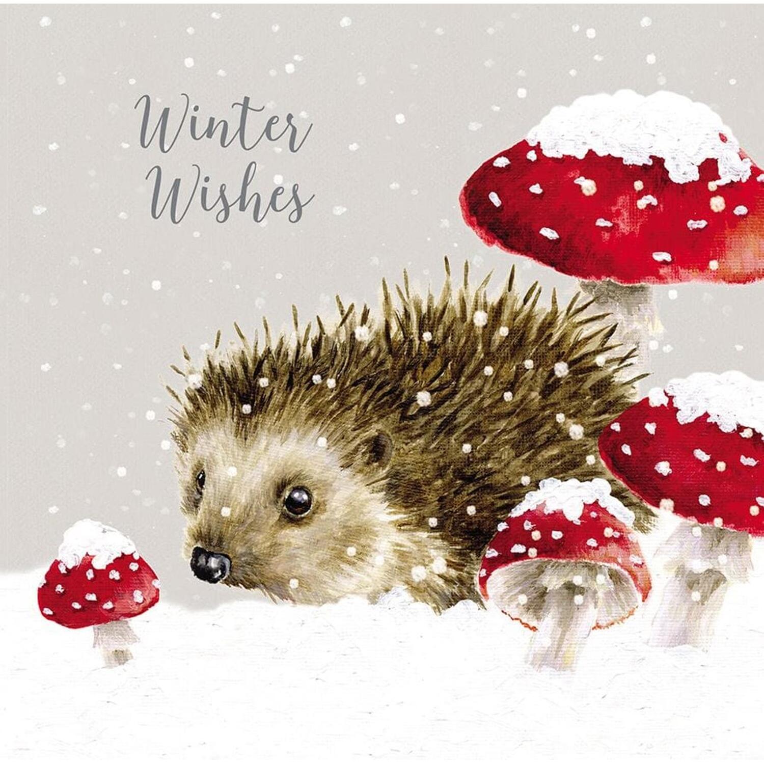 Wrendale Designs Hedgehog with Toadstools Luxury Boxed Christmas Greeting Cards - Image 2