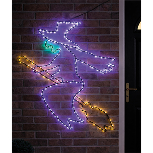 Multicolour Micro LED Metal Silhouette Witch Outdoor with Timer