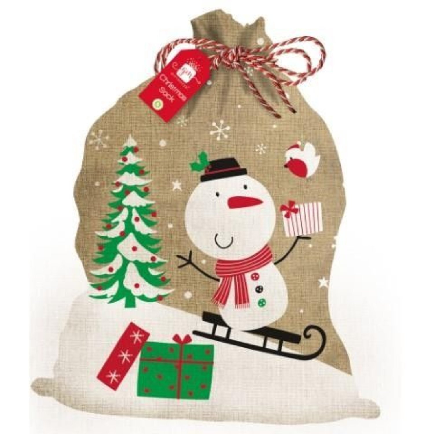  - Snowman Hessia Christmas Sack 2 PackMulticolour - Image 3