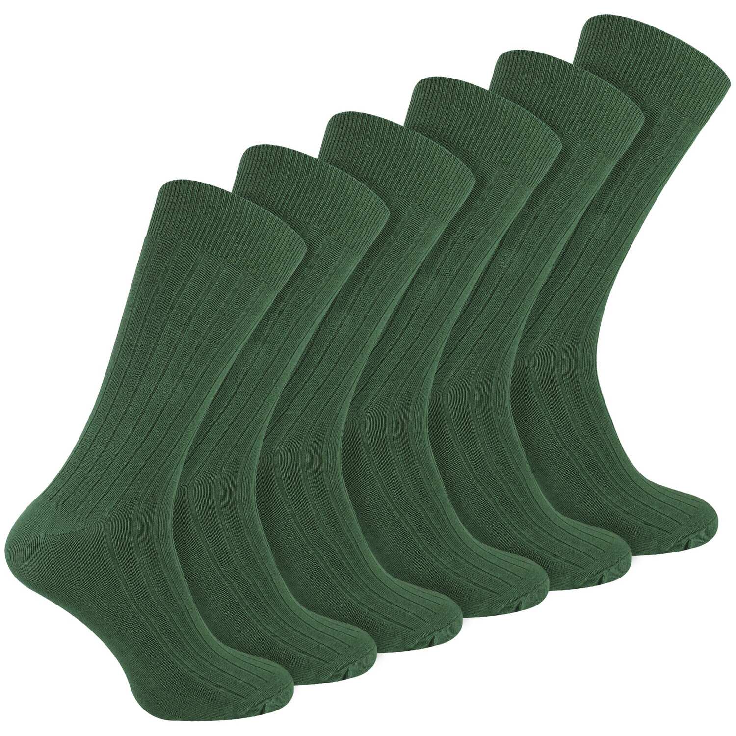 Sock Snob 6 Pairs Mens Plain Cotton Rich Ribbed Dress Socks - Image 2