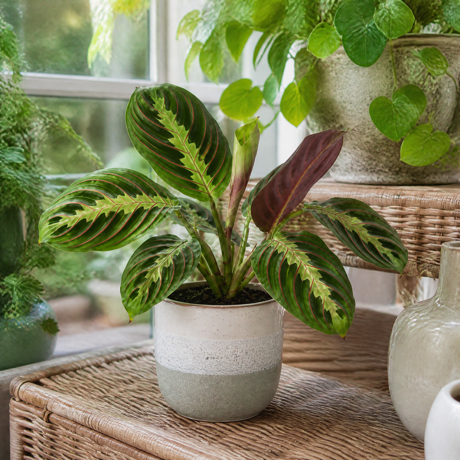 Plants By Post Maranta Leuconeura Prayer Plant - Grey Stoneware