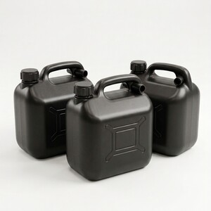 Pegdev 5L Black Plastic Diesel Fuel Can with Safety Cap and Flexible Spout Pack of 3
