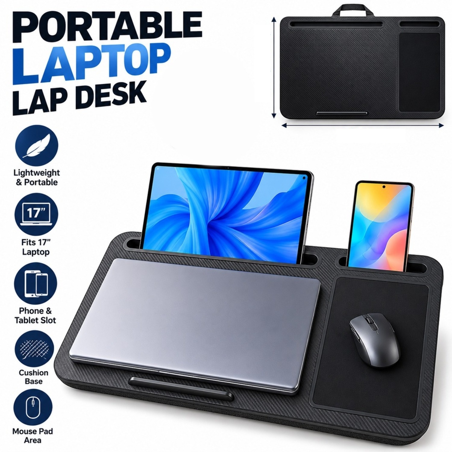 Atek Laptop Desk Tray - Black