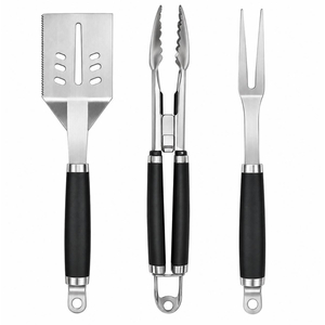 3 Piece Stainless Steel BBQ Tool Set 39.42cm Grilling Utensils