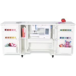 Bandicoot Fold-away Sewing Cabinet with Drawers in Ash White