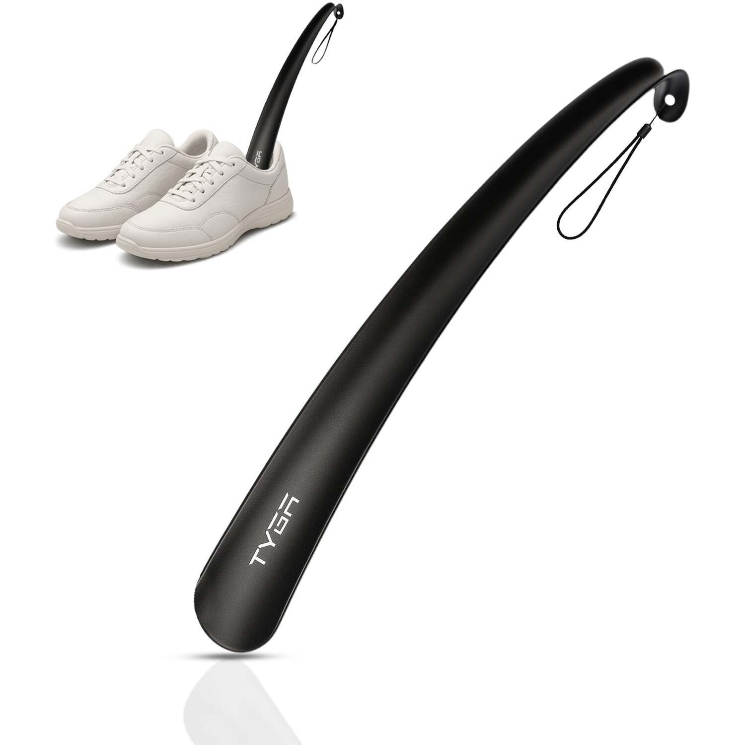 Tyga Pack Of 1 Long Handled Plastic Shoe Horn - Black
