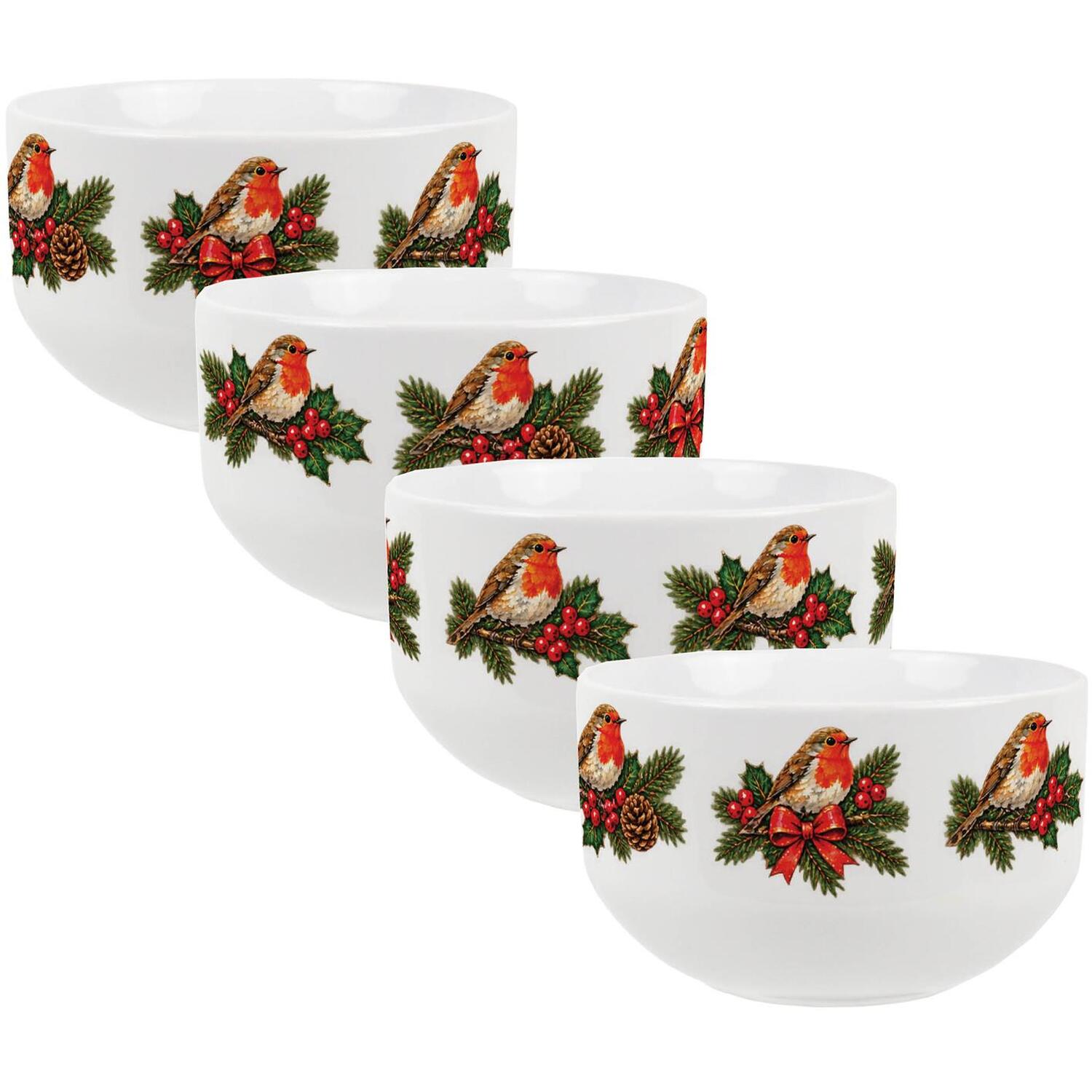 B&Q -  Festive Robins Ceramic Dessert BowlsSet Of 2 - Image 3