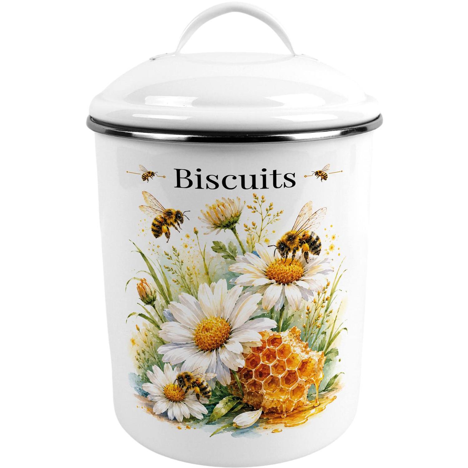 Purely Home Daisy Bees Large Biscuit Storage Tin - Yellow - Image 1