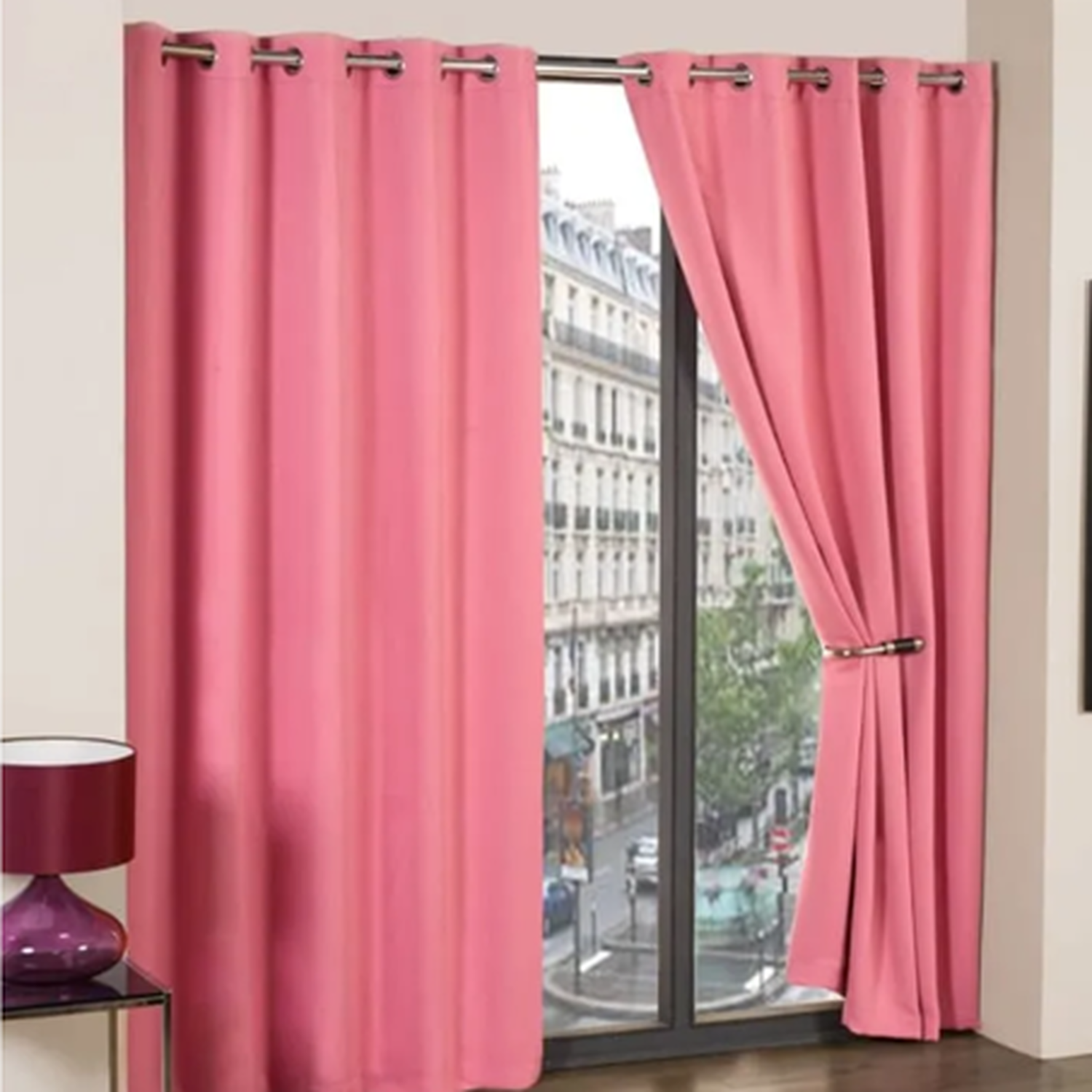 Newedgeblinds Woven Thermal Blackout Eyelet Curtains - Pink / 183Cm / 168Cm