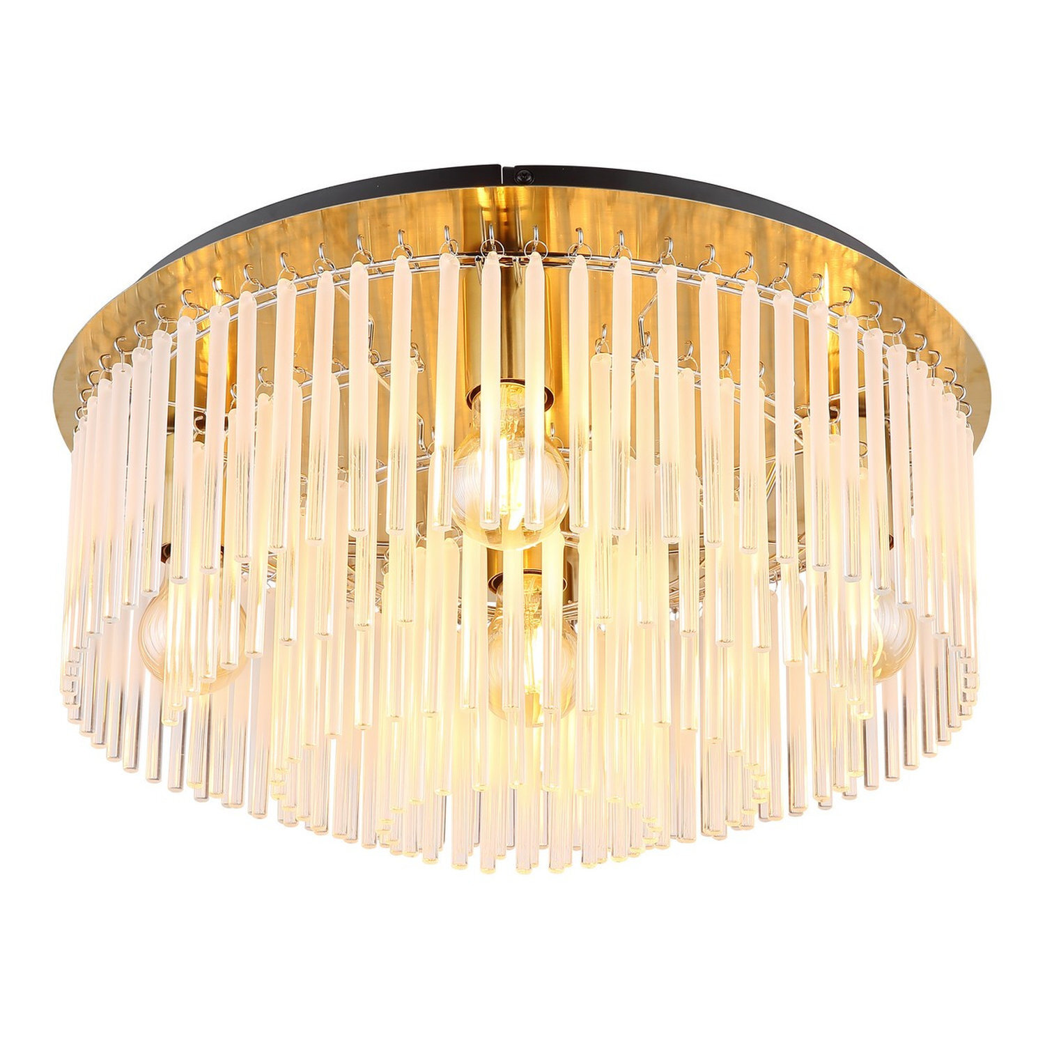 B&Q -  Luminosa Gorley Ceiling Light Gold Colours Matt Opal Glass Shade 5X E27 - Image 4
