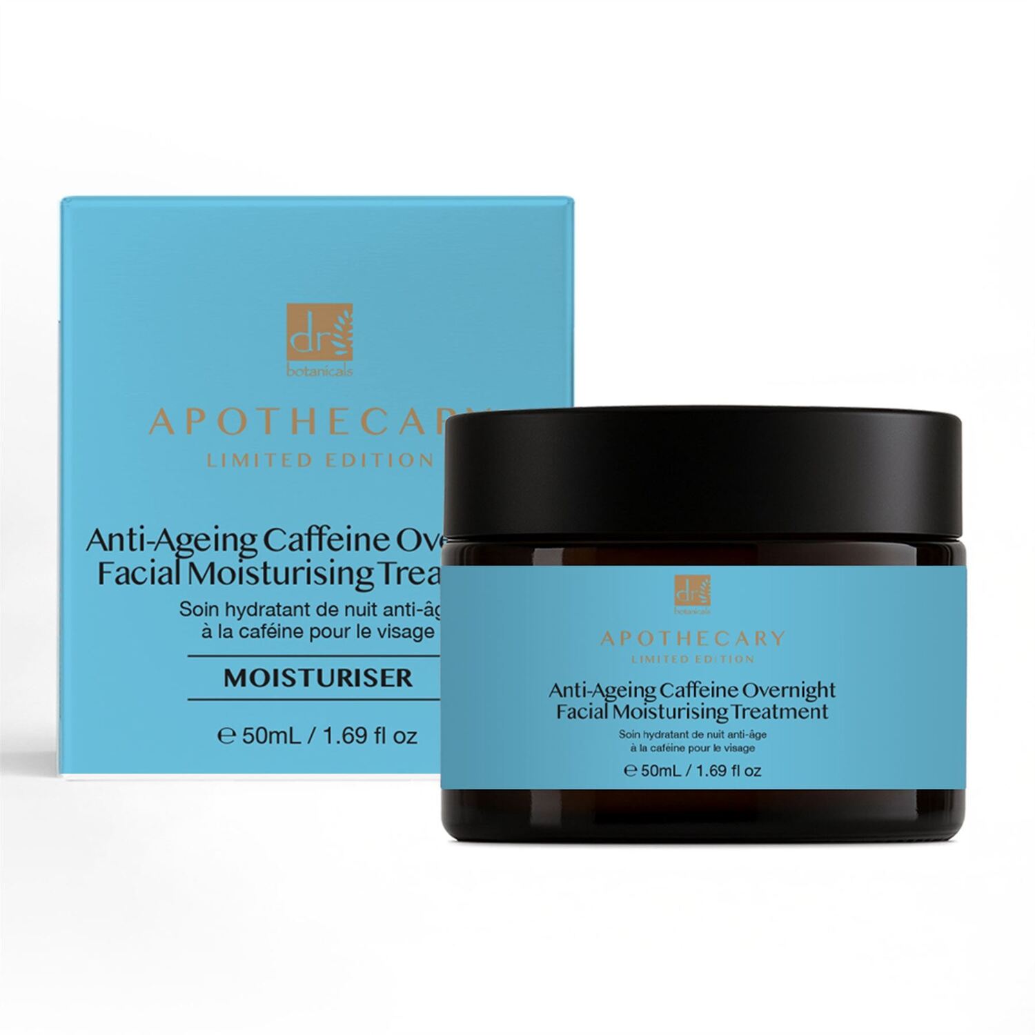 Dr. Botanicals Unisex White Anti-Ageing Caffeine Overnight Facial Moisturising Treatment X 2 Duo Set In 50Ml - Image 1