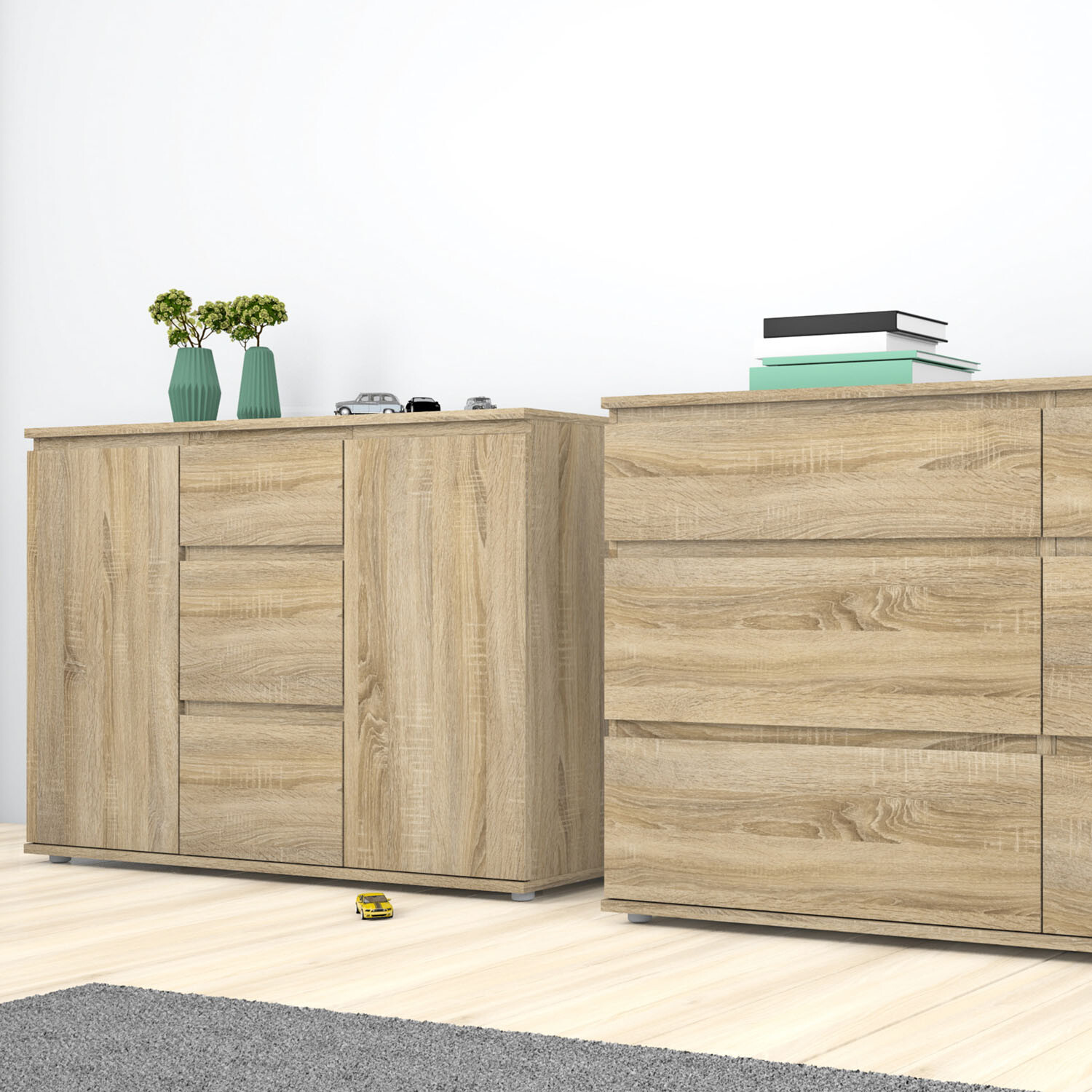 Nova 3-Drawer 2-Door Sideboard - Oak