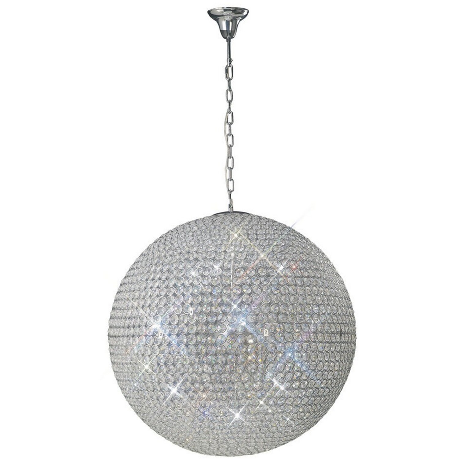 Ava Globe Ceiling Pendant 12 Light Polished Chrome, Crystal - Polished Chrome