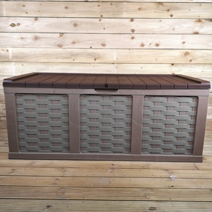 Huge XXL 634 Litre Rattan Sit On Cushion Garden Storage Seat