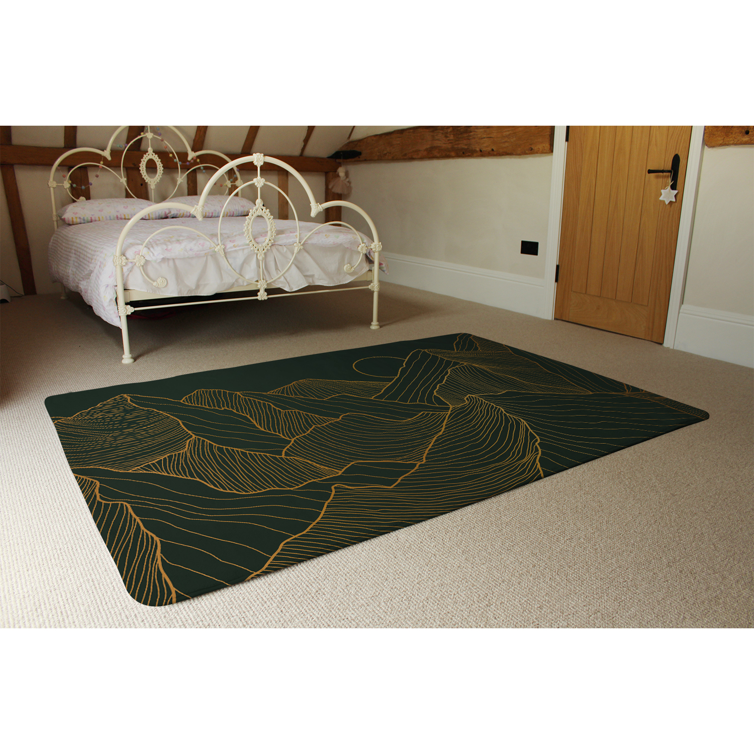 Golden Mountain Line Art Designer Rug - Yellow / 230cm thumbnail