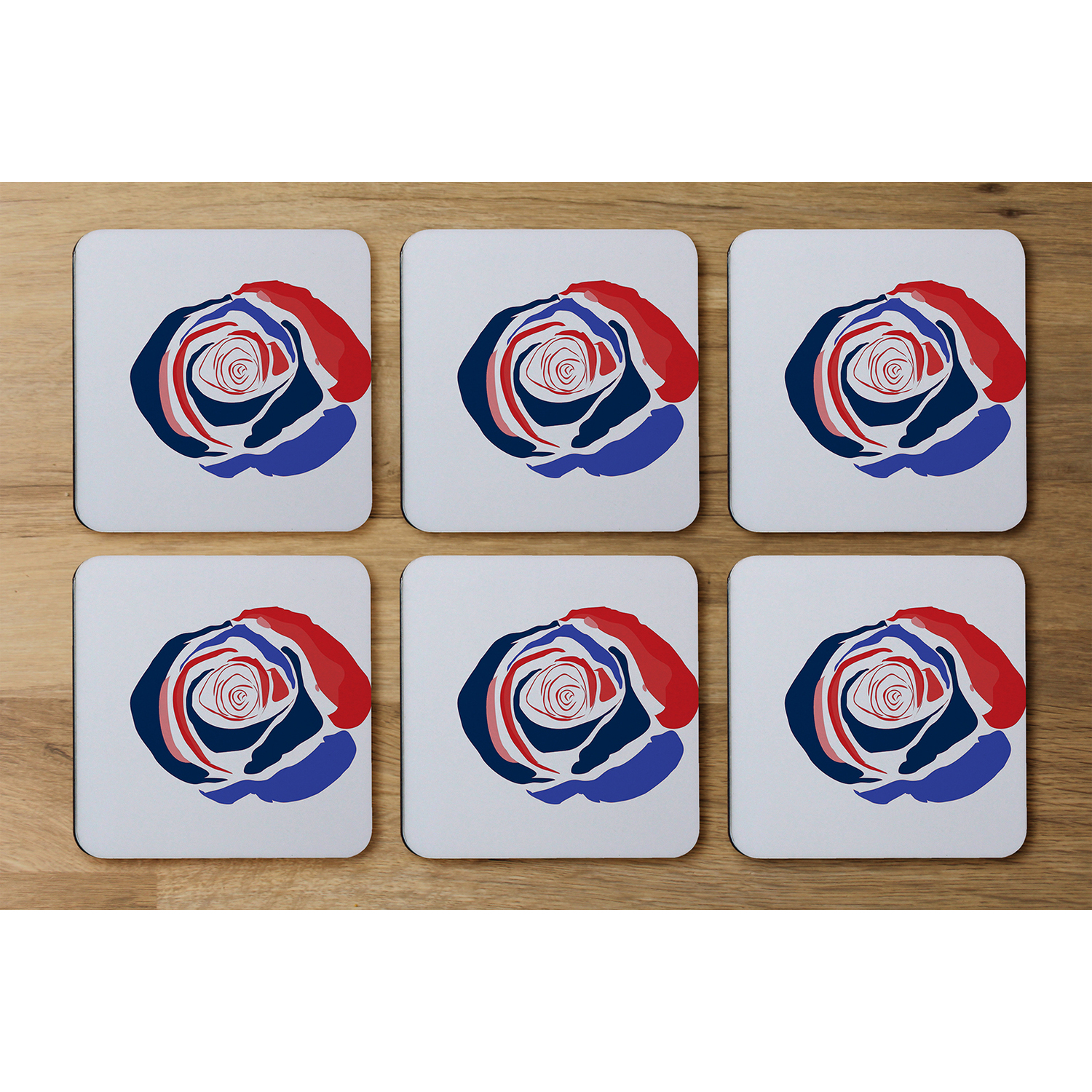Red  Blue Rose Coaster - Red