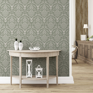 Arthouse Stag Damask Sage Green Wallpaper