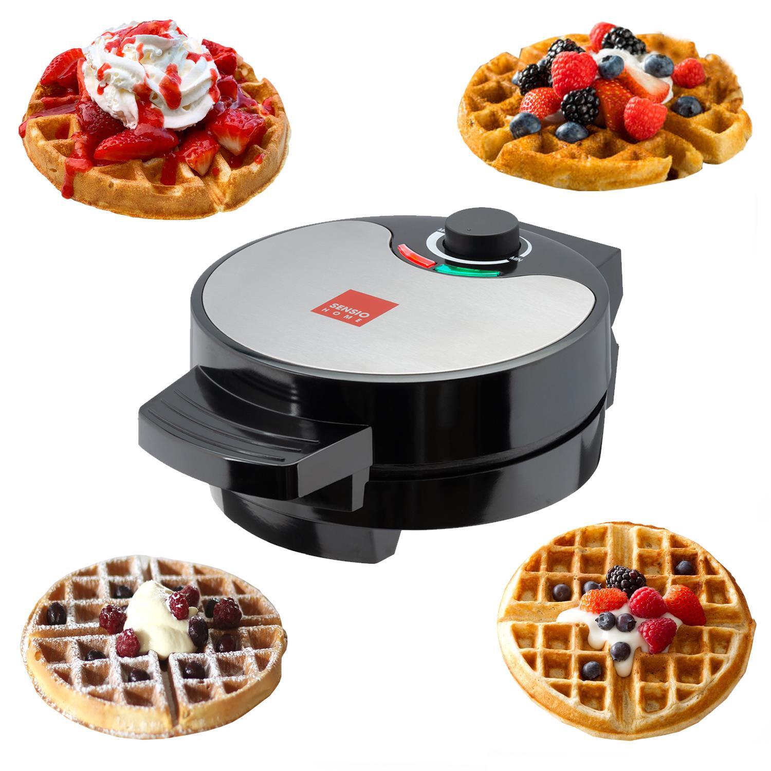 Image of American Iron Round Non-Stick Waffle Maker 700W - Black