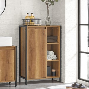 SoBuy Bathroom Cabinet with Laundry Basket and Storage Compartments