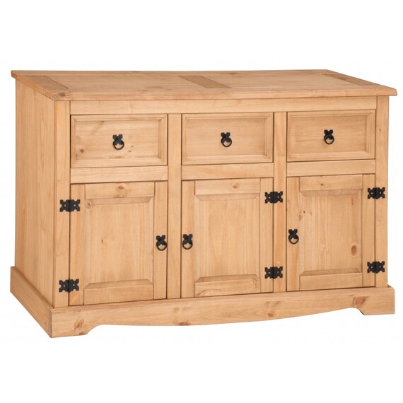 Corona 3 Door 3 Drawer Sideboard Solid Wooden Pine Wood Cabinet Cupboard