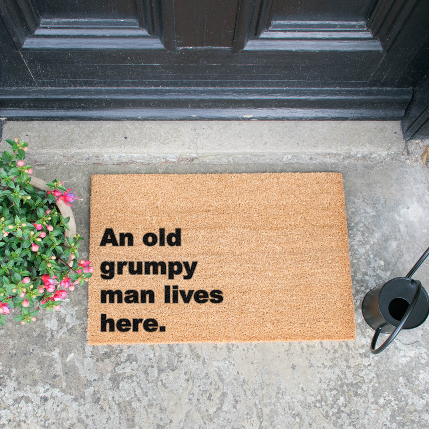 Grumpy Man Lives Here Doormat - Brown
