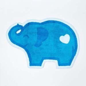 Cotton Tufted Blue Elephant Childrens Rug