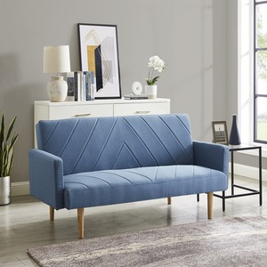 Robbie 3 Seater Sofa Bed Fabric Chevron Design Wooden Leg Frame