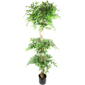 Artificial Twisted Trunk Fruticosa Ficus Tree Triple Ball