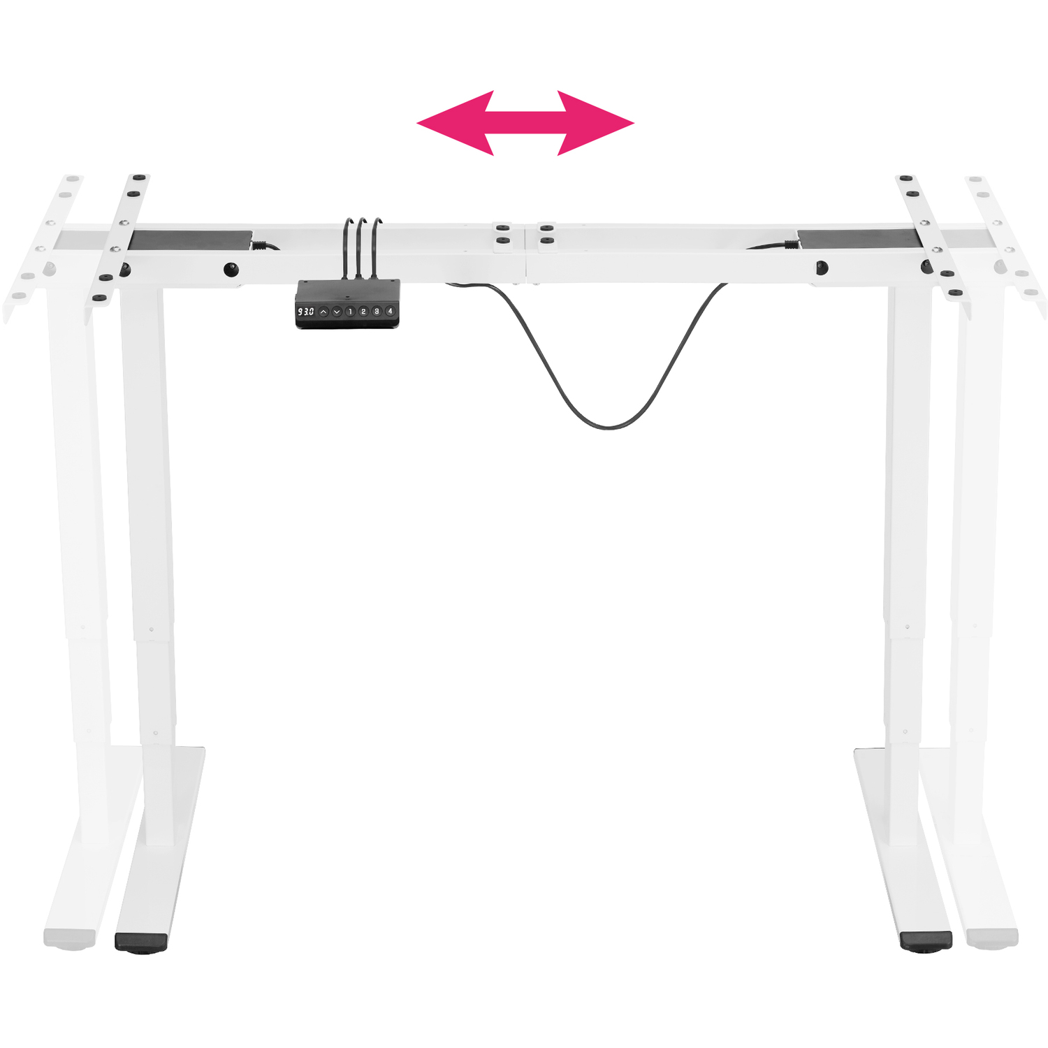 Electric Height-adjustable Computer Desk Base Dual Motor And 3 Memory Settings - White