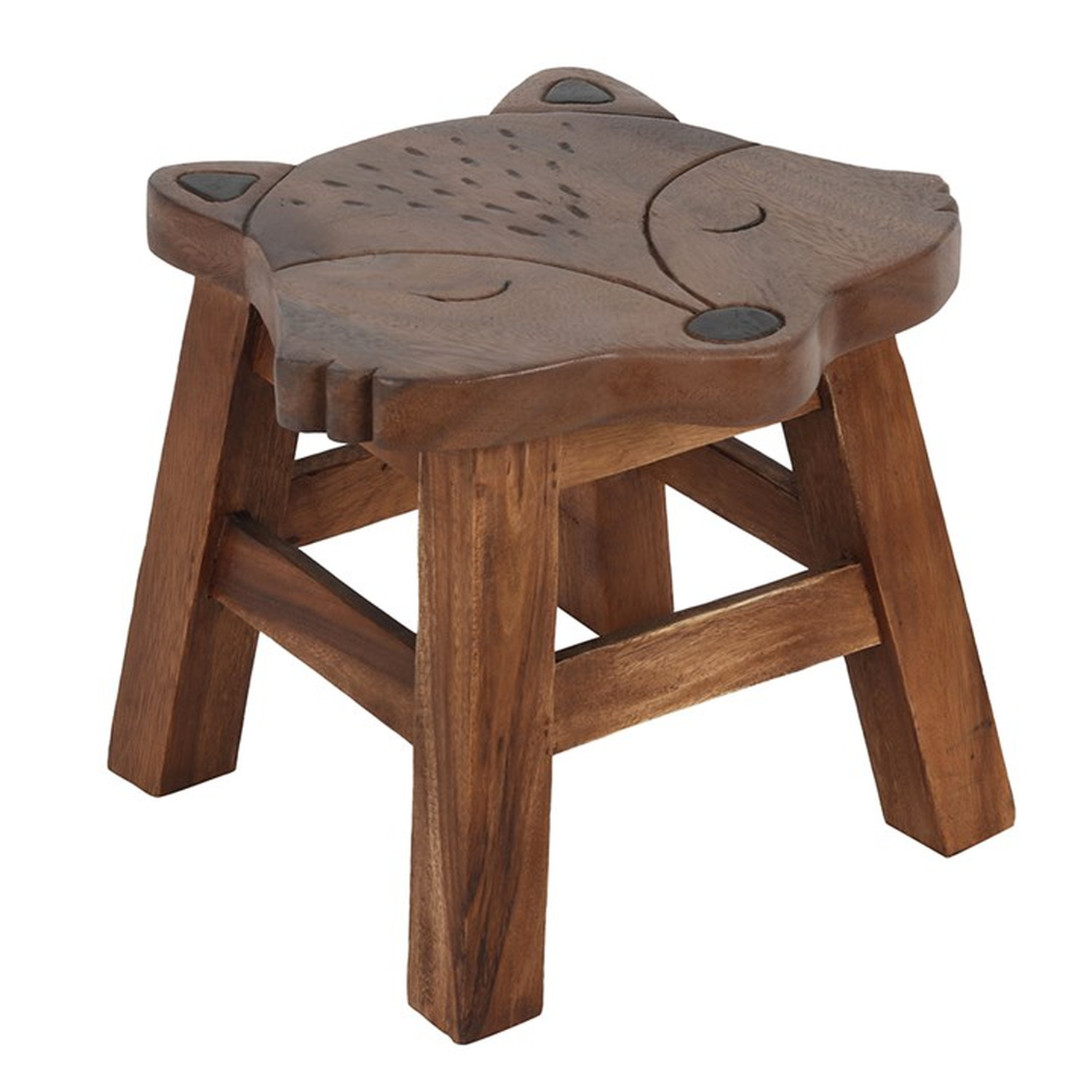 Children S Wooden Fox Stool - Brown