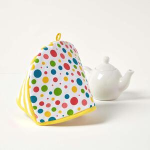 Tea Cosy Double Design Polka Dots Multi Teapot Warmer