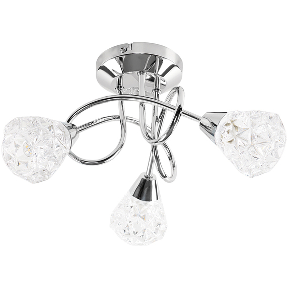 Astley 3 Way Silver Ceiling Bar Light With Diamond Effect Glass Shades