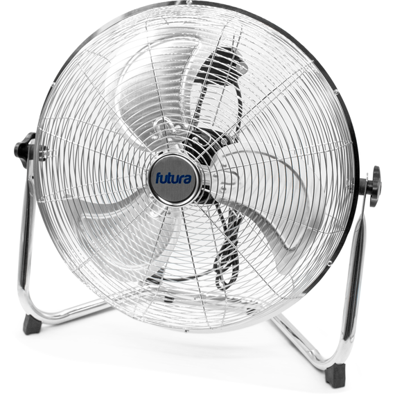 Futura 20 Inch Chrome High Velocity Floor Fan Heavy Duty Metal with 3 Speeds