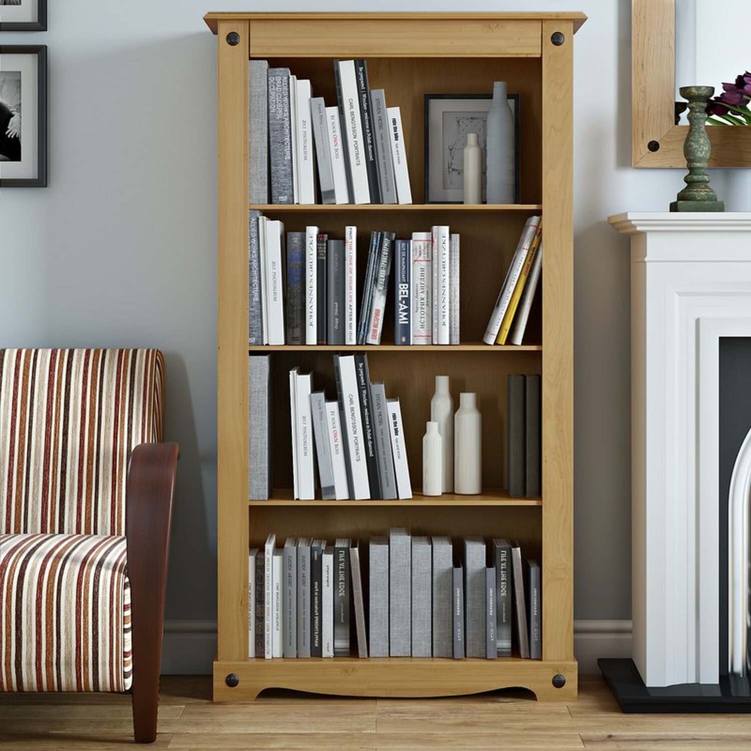 Corona Bookcase Medium - Waxed Pine