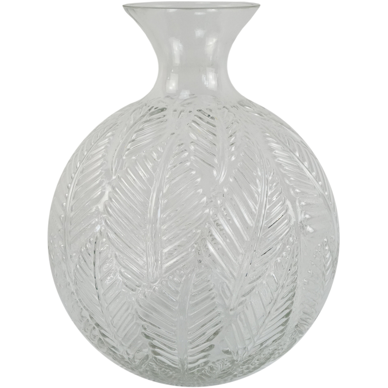 Clear Fern Print Glass Bottle Vase - Clear Fern