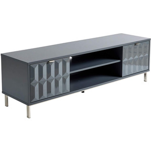 Grey Home Source Siena 2 Door High Gloss TV Stand Storage Unit shot 5082908