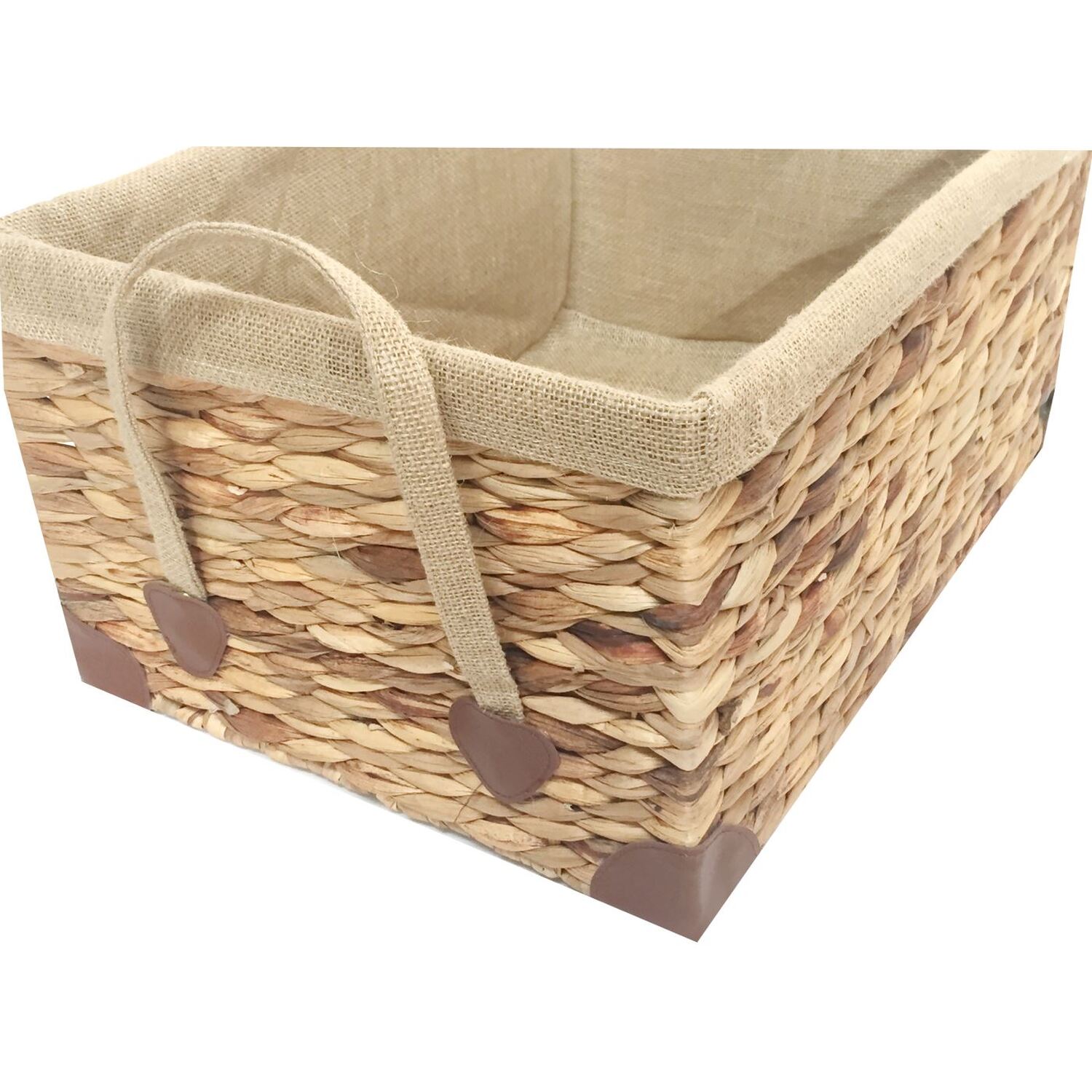 Image of Woven Water Hyacinth Rectangle Storage Basket&hellip;