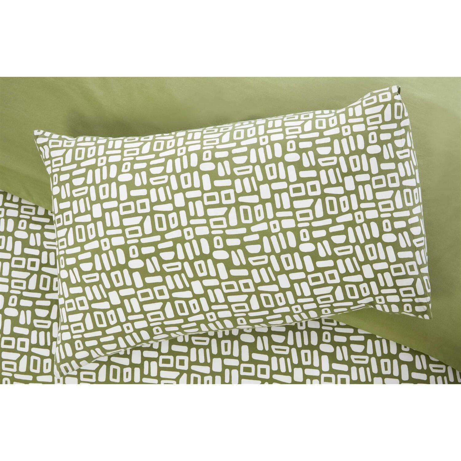 Pebbles Geo Duvet Cover Set - Green Double