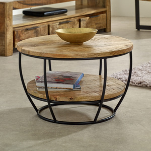 Merlin Mango Wooden Metal Coffee Table with Shelf
